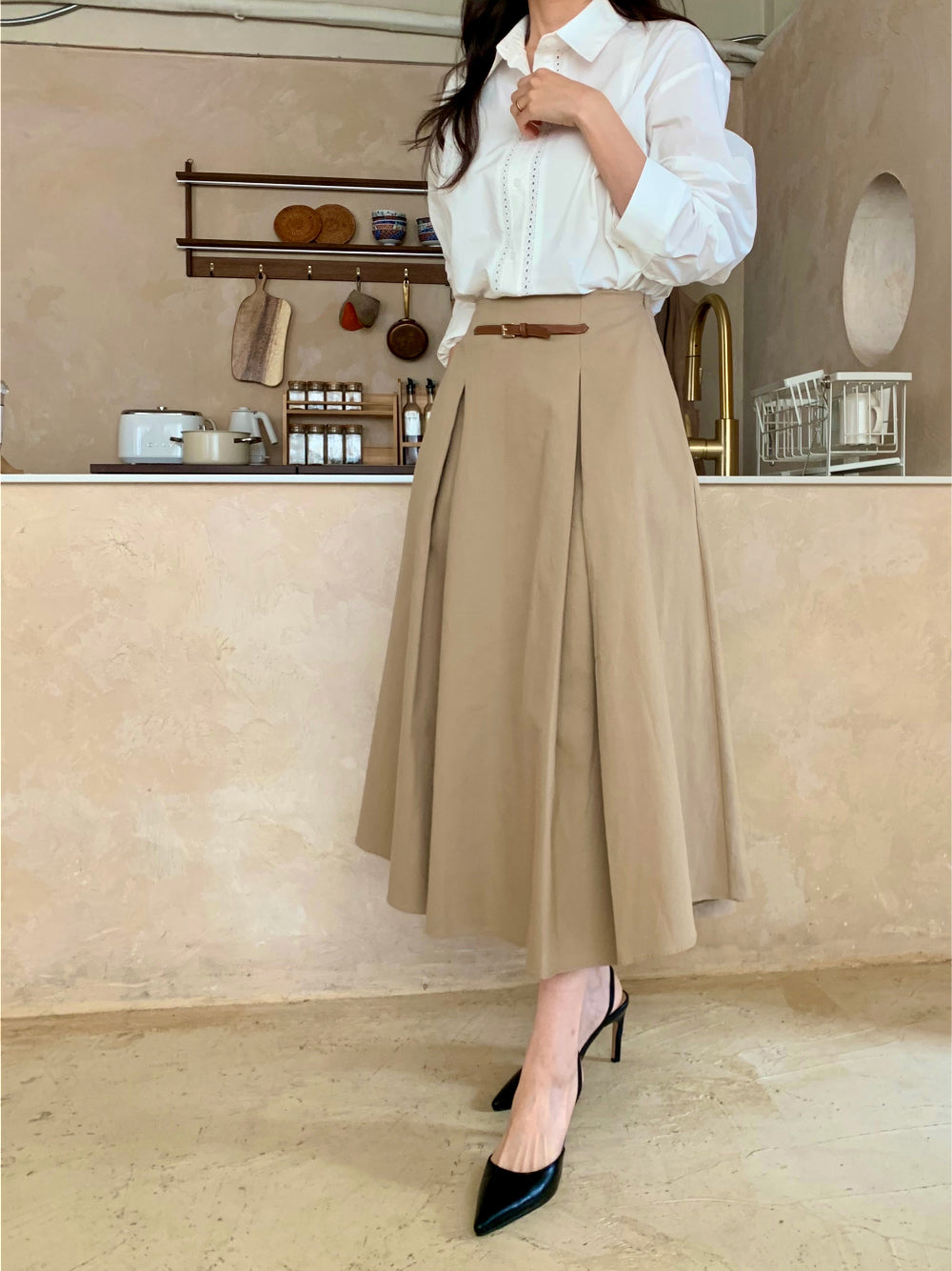 midi belt skirt