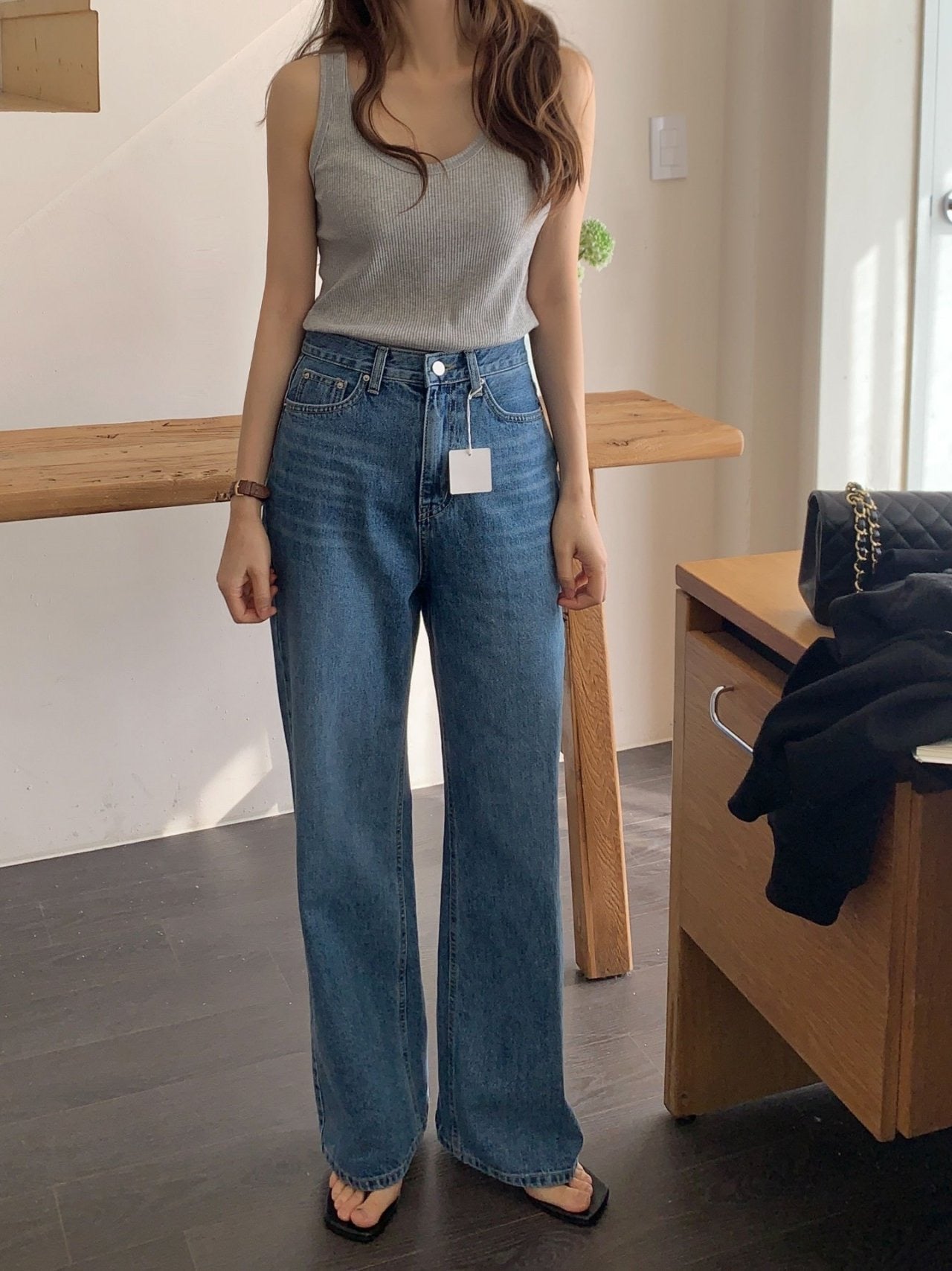 semi-wide leg jeans