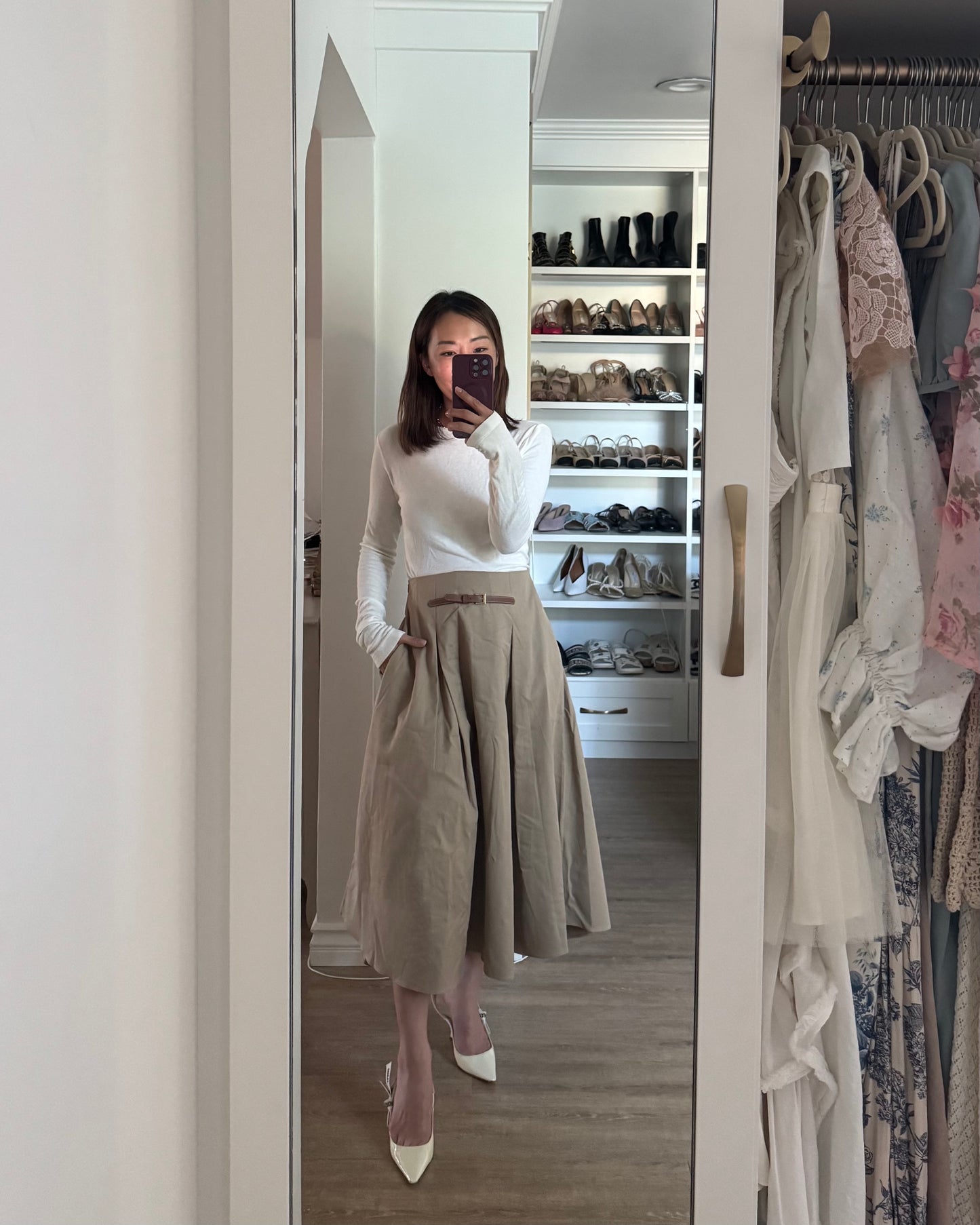 midi belt skirt
