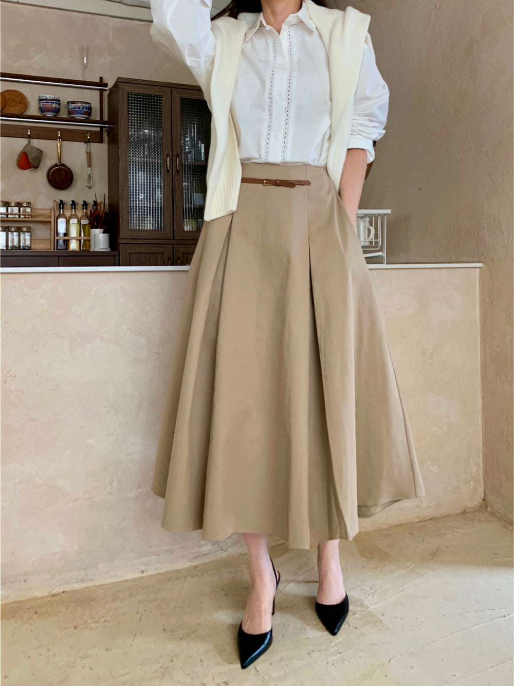 midi belt skirt