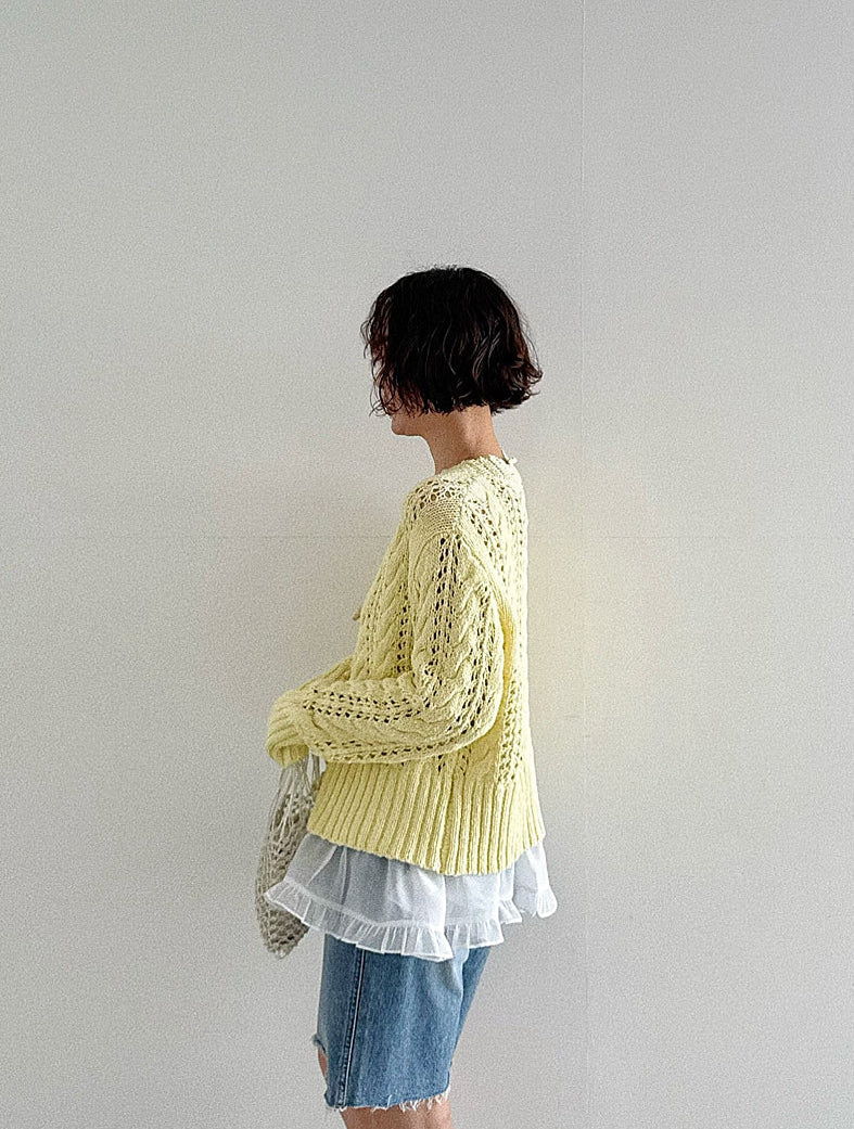 frill crochet cardigan