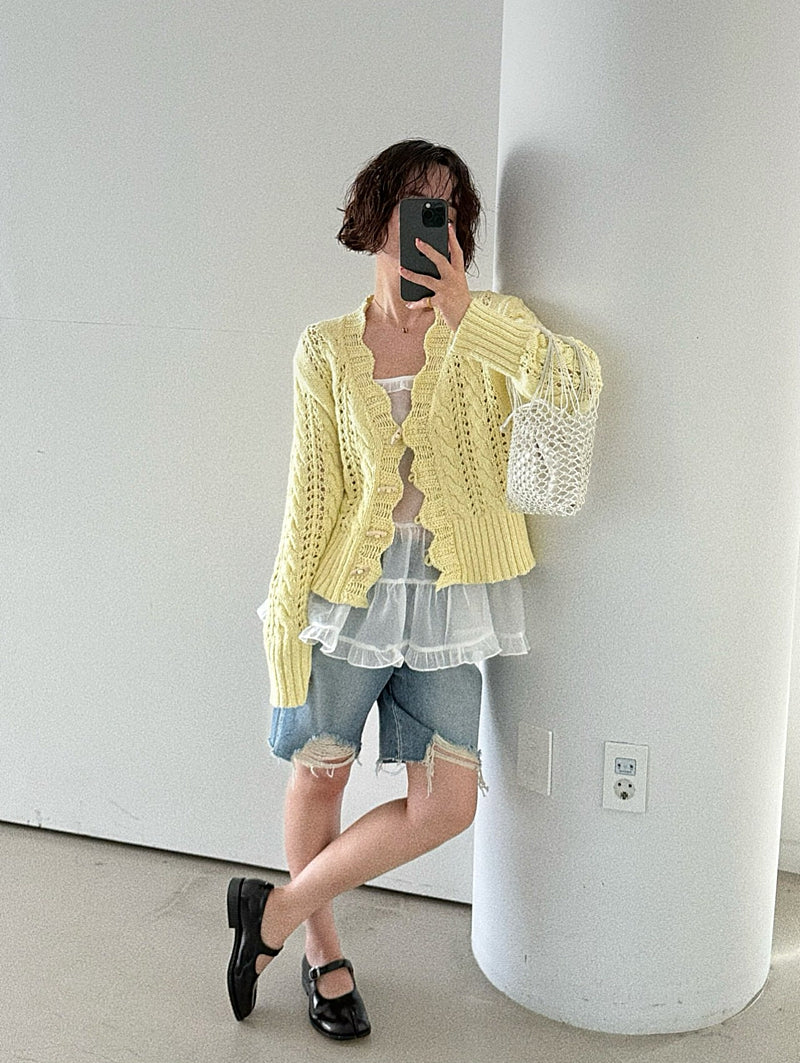 frill crochet cardigan
