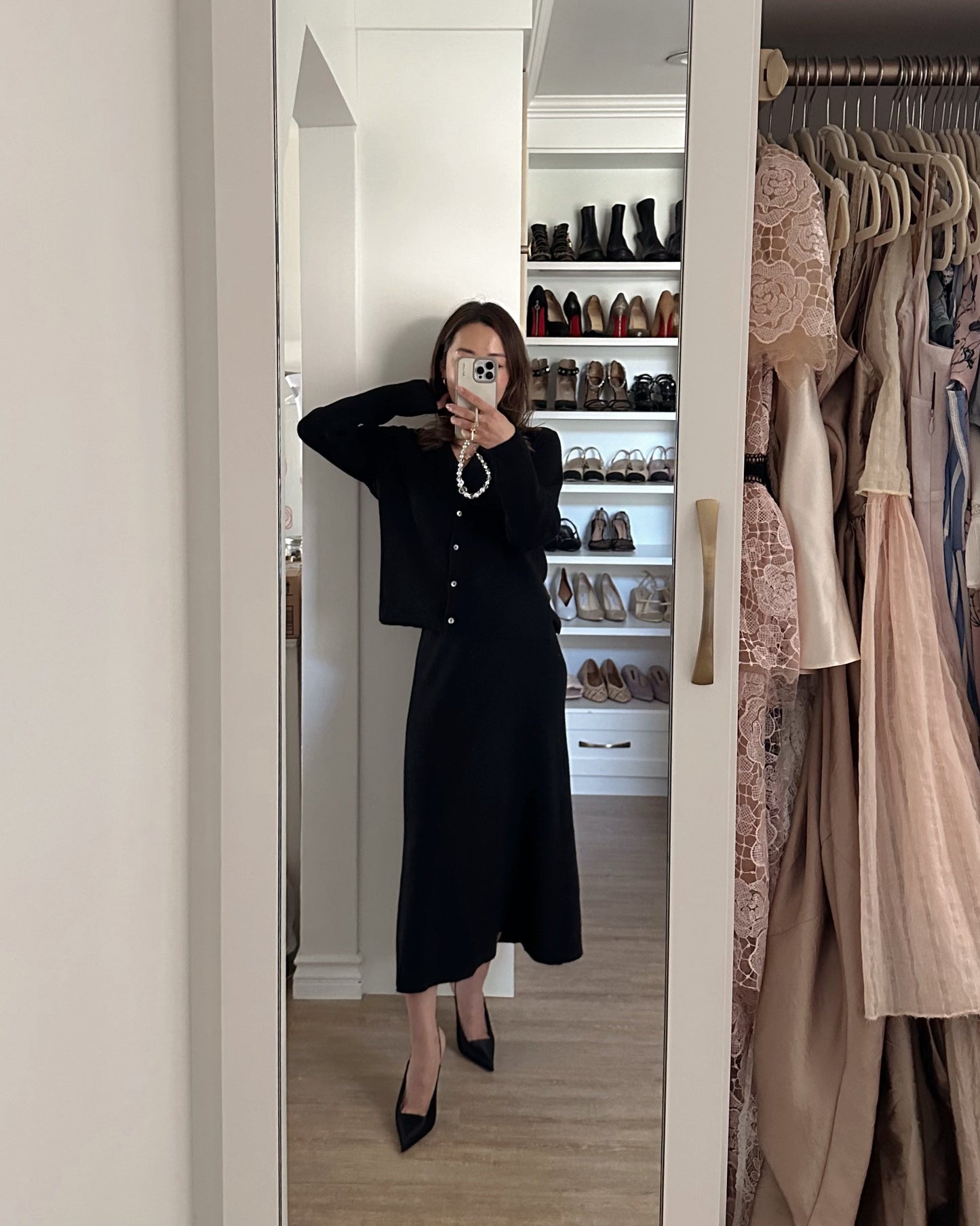 rosy cashmere knit skirt set
