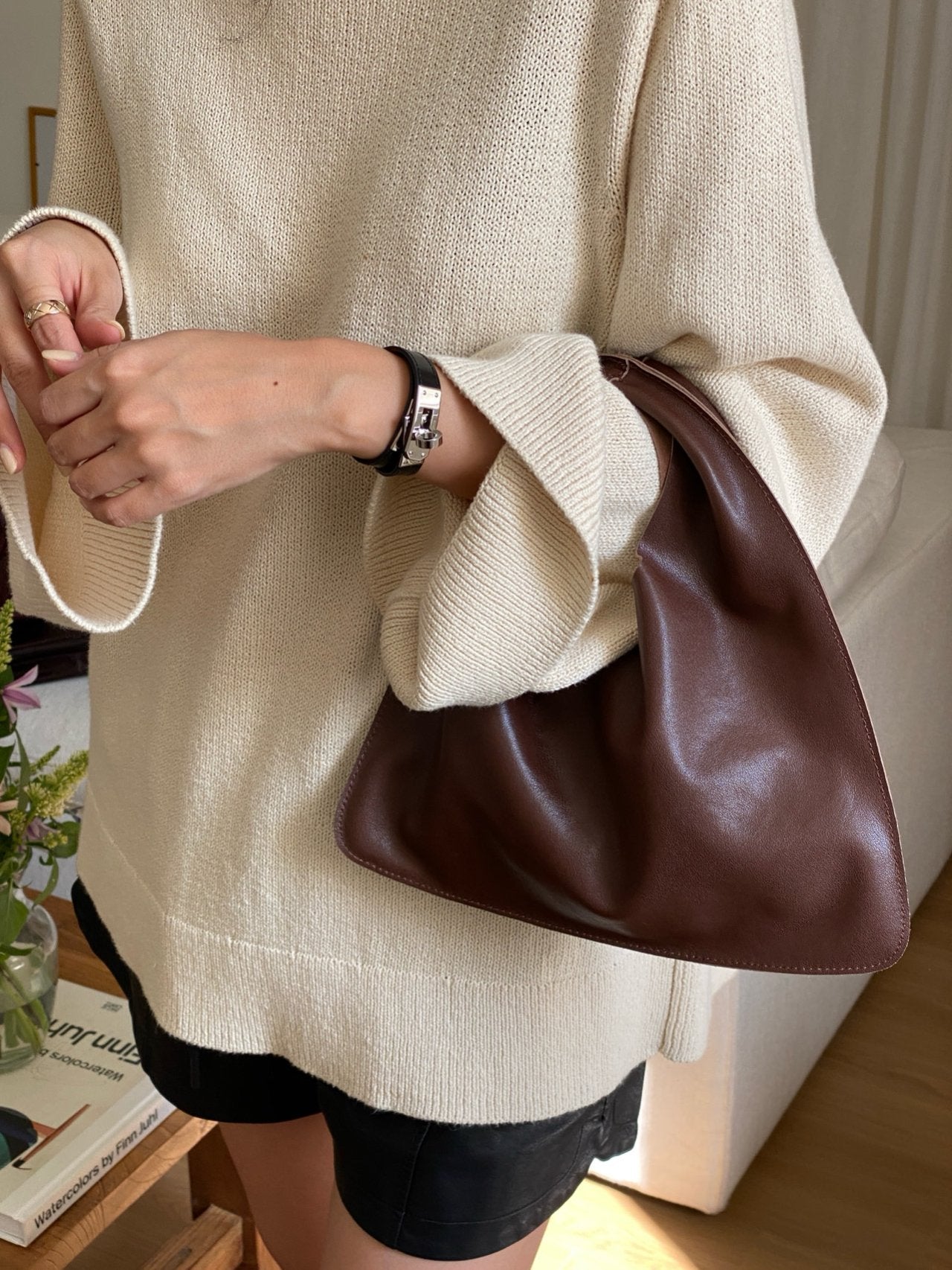 triangle leather bag