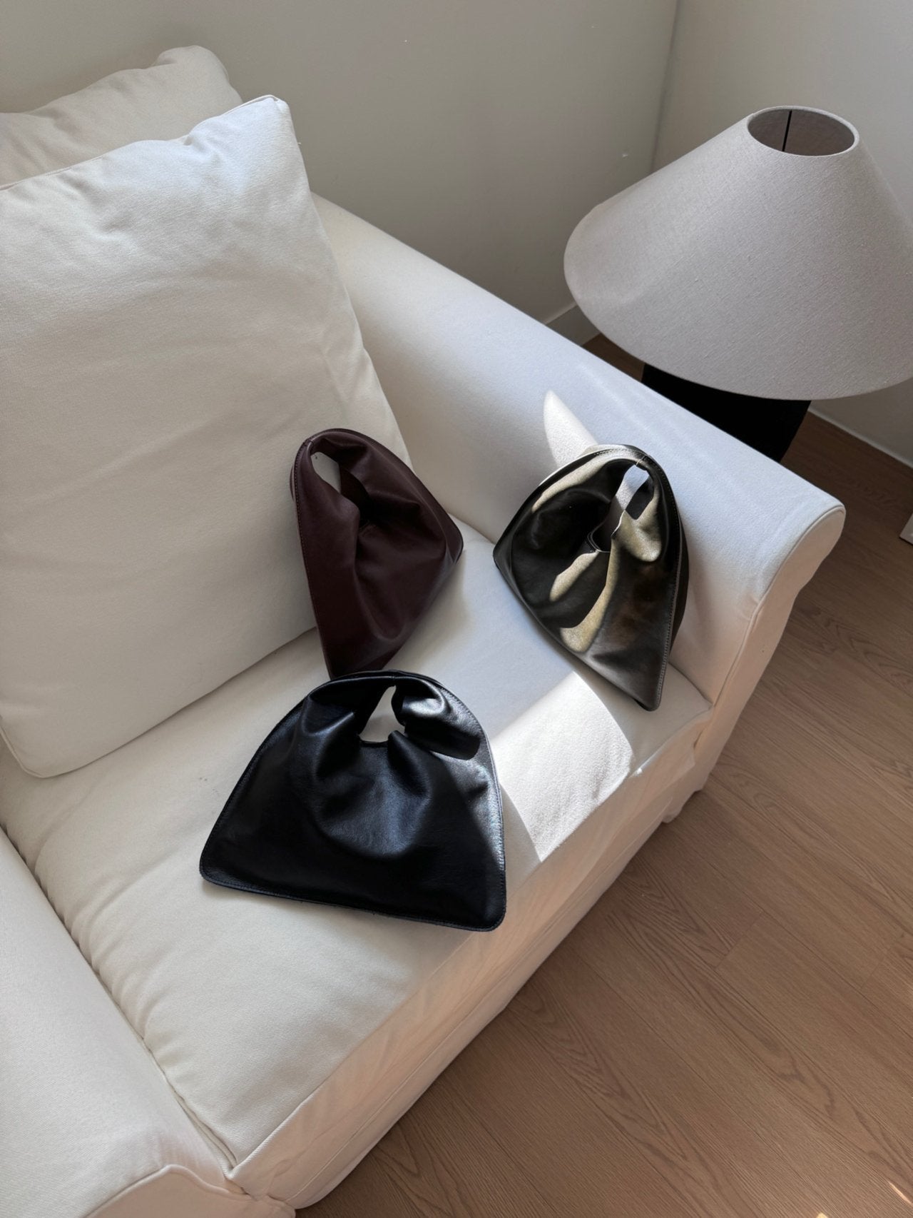 triangle leather bag