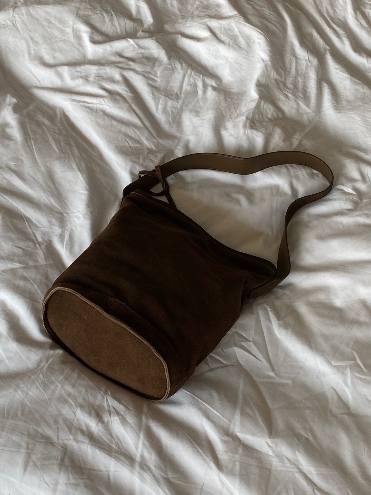 suede bucket bag