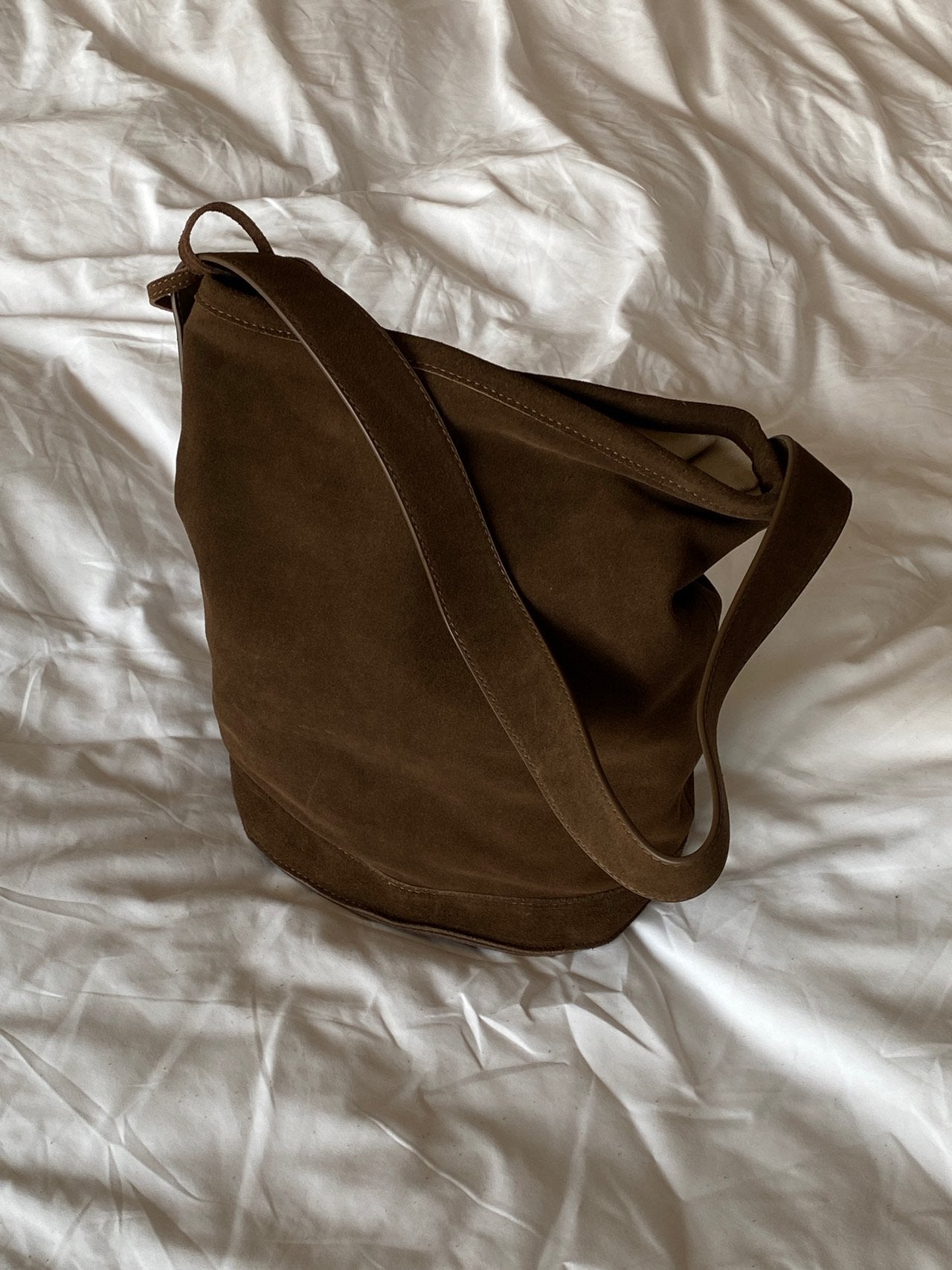suede bucket bag