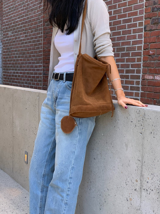 suede bucket bag