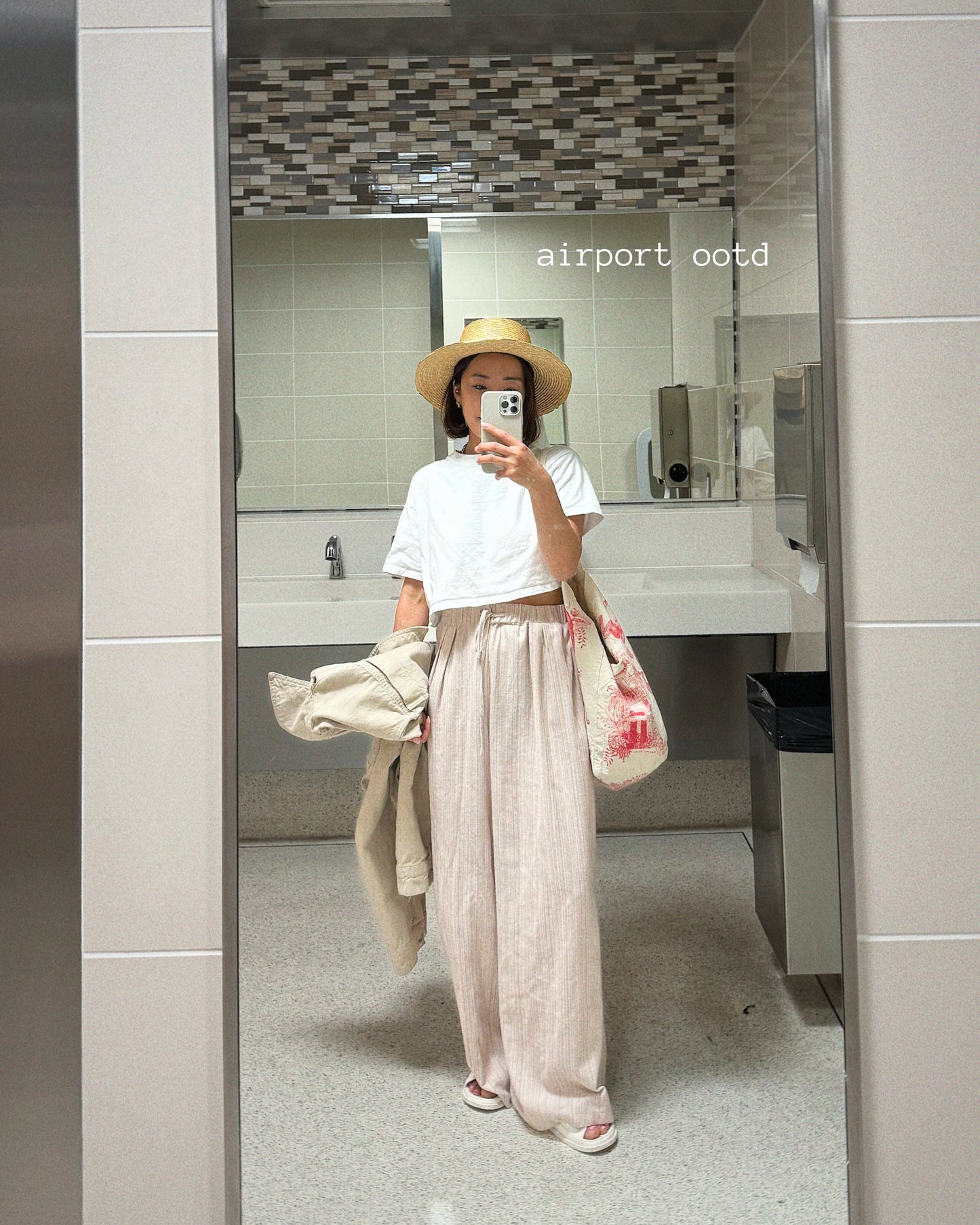 striped drawstring wide leg pants